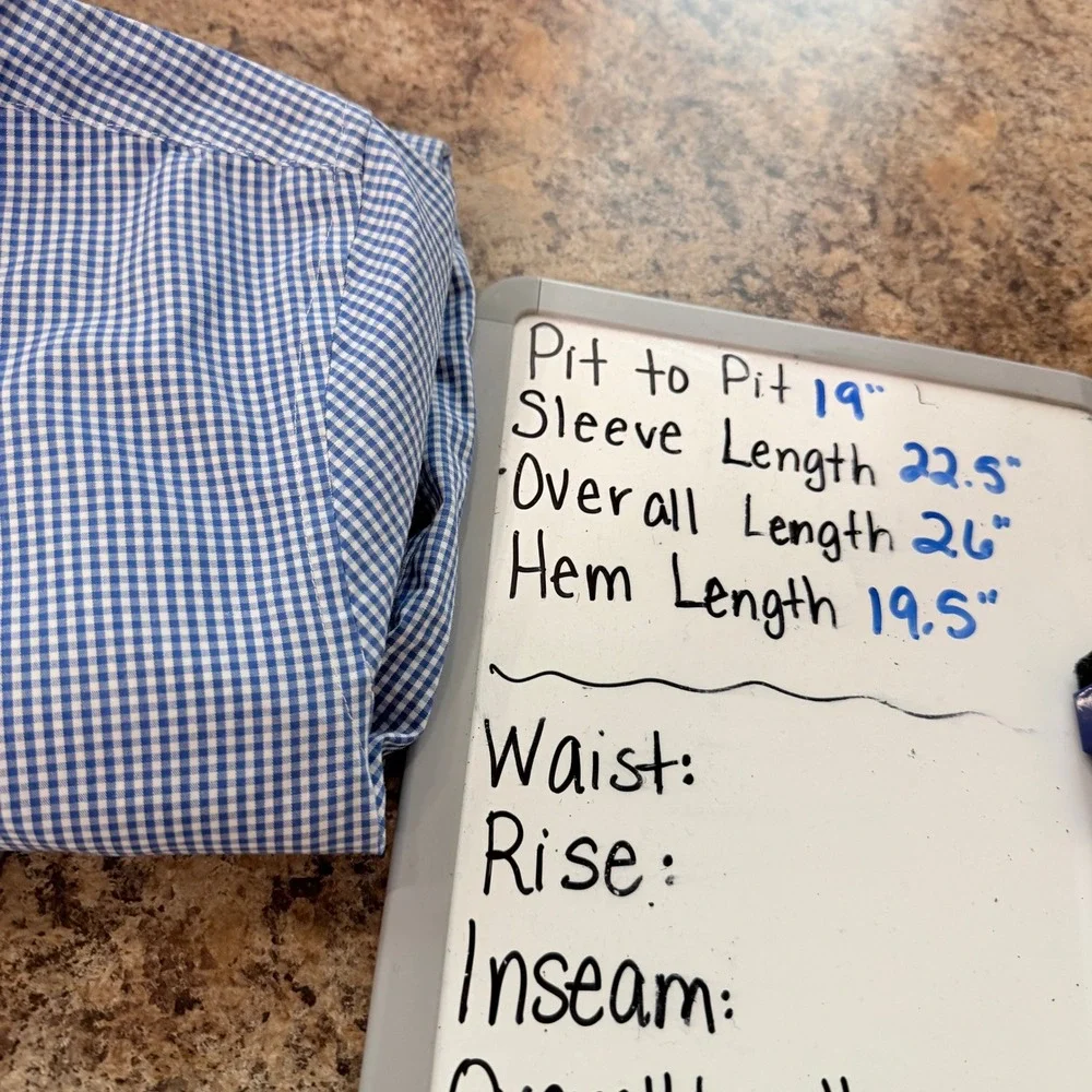 Crewcuts J.Crew Boys Thompson Gingham Button Down Shirt Blue White Size 14